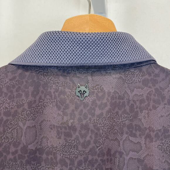 GREYSON Polo Shirt Short Sleeve Animal Print Snakeskin Patterned Gray Size S - Picture 6 of 8